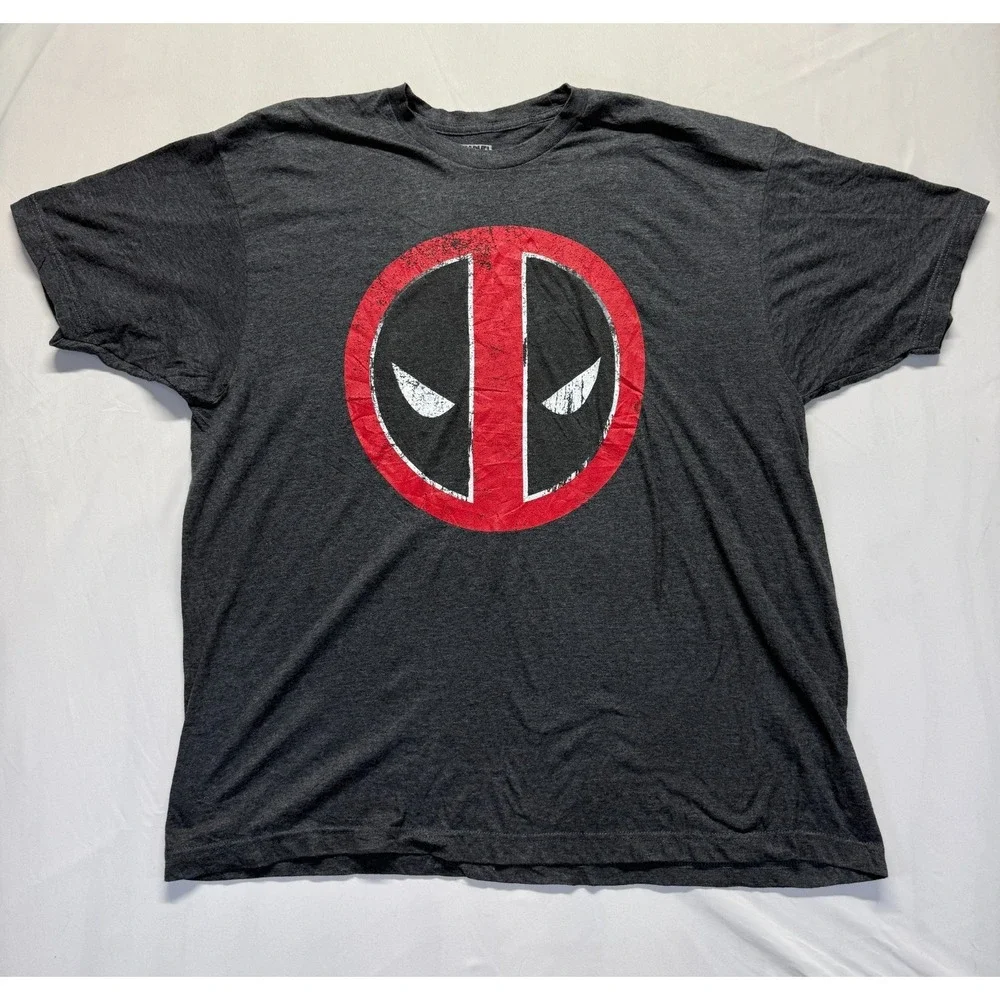 Marvel T Shirt Mens 2XL Heather Charcoal Gray Graphic Print Deadpool Distressed